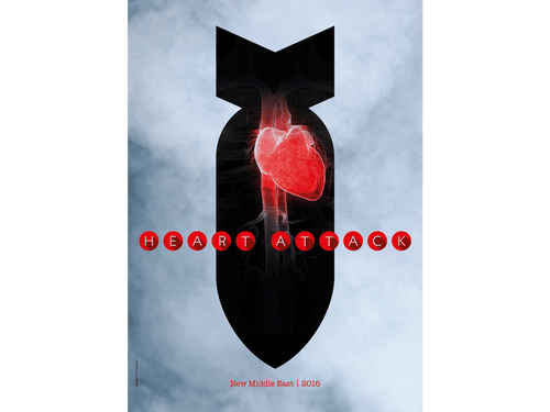 Printed Posters - "Heart Attack", Against wars Poster, Designed by Igal Gabay