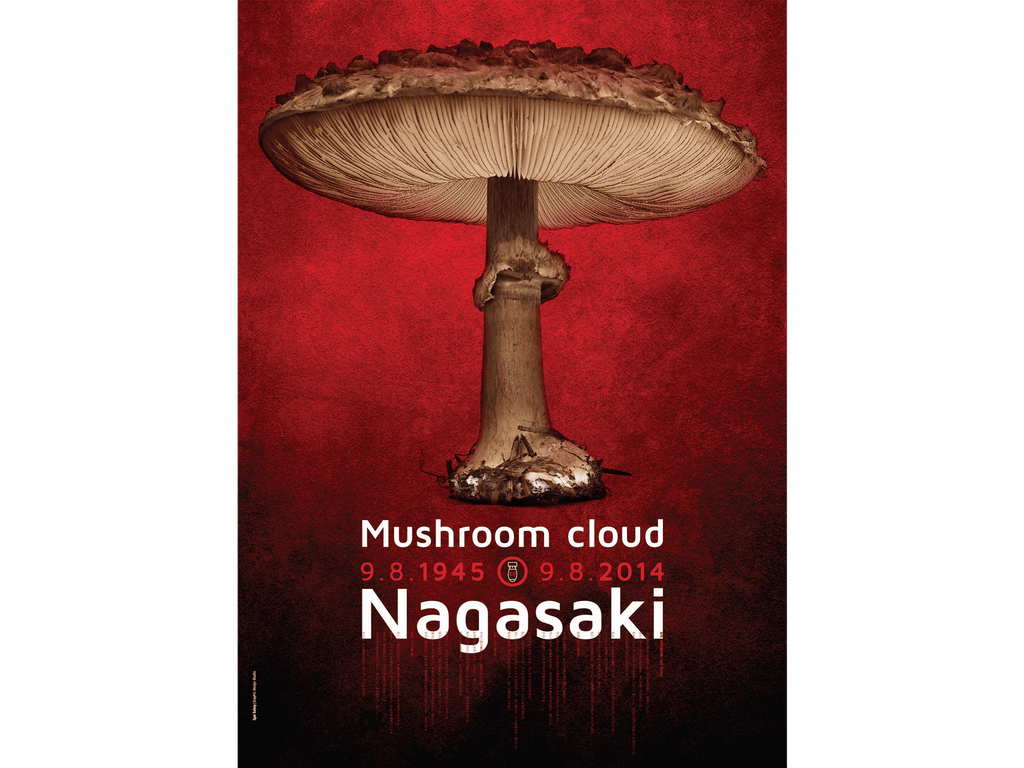 Printed Posters - "Mushroom cloud Nagasaki", Against wars Poster, Designed by Igal Gabay